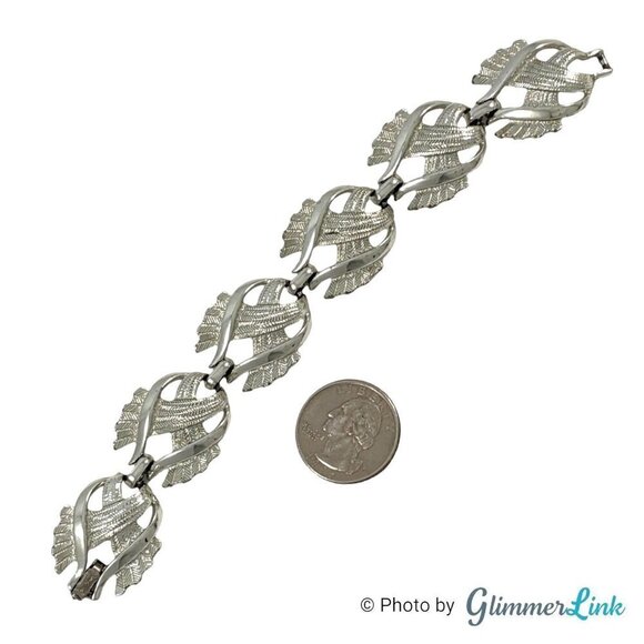 Vintage Coro Silver Tone Chunky Woven Links Bracelet - Picture 7 of 9